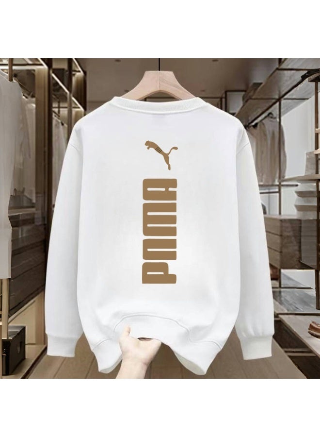 Puma White Base Gold Logo Streetwear Sweatshirt, Casual Sporty Style, Size 3XL - Image 1